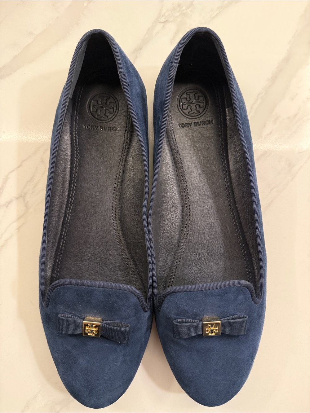 Tory Burch Women’s Mimi Suede Smoking Slipper Loafer, Bright Navy Size 8